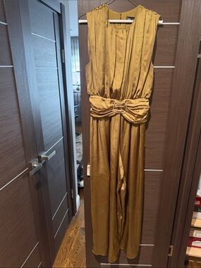 Zara Metallic Mustard Satin Jumpsuit